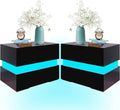 Black LED Nightstand Set of 2 with 2 Storage Drawers K958512