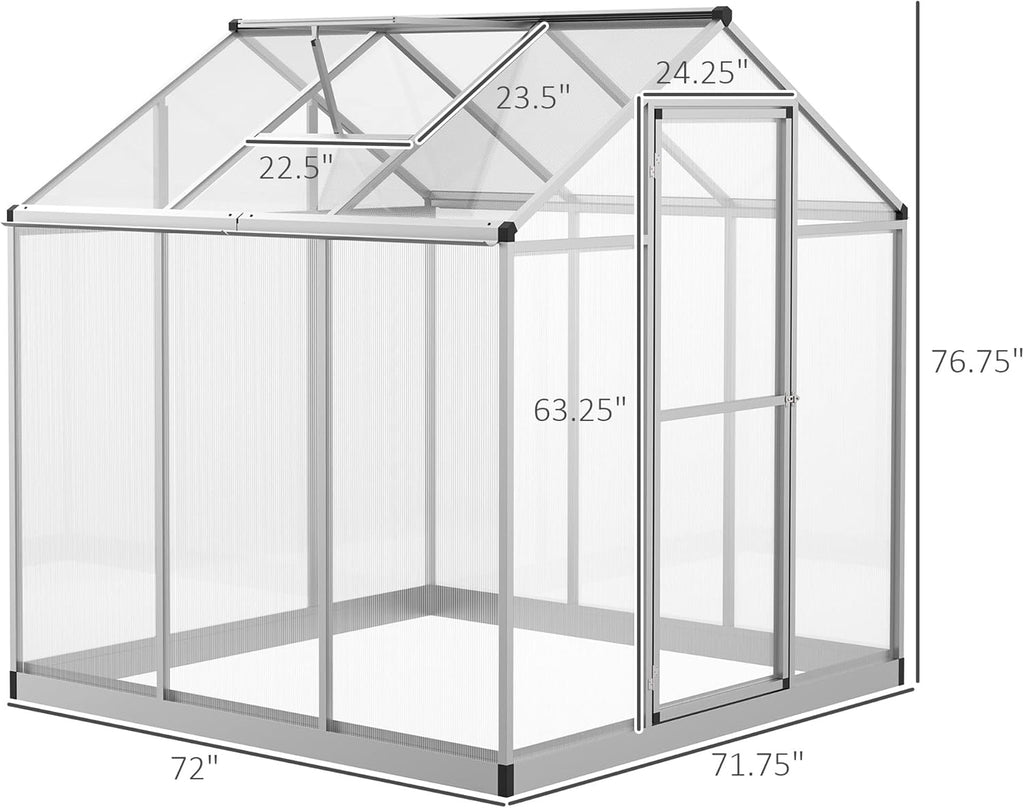 Walk-in Polycarbonate Greenhouse with Roof Vent V28237