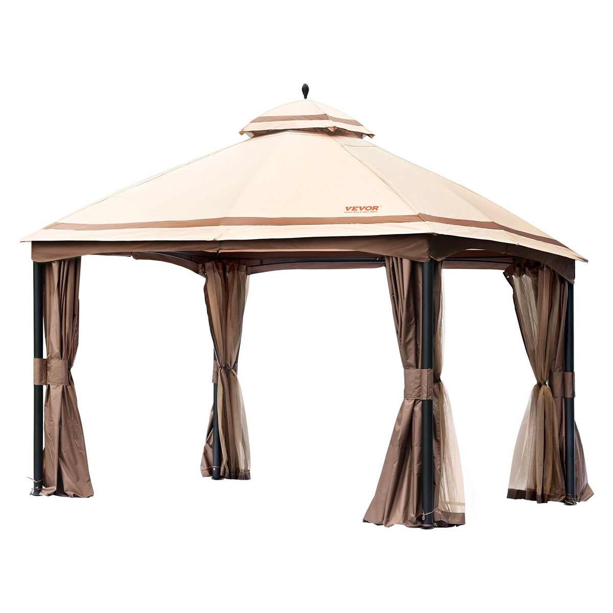 10x13ft Patio Gazebo with Mosquito Net, Metal Frame N77316