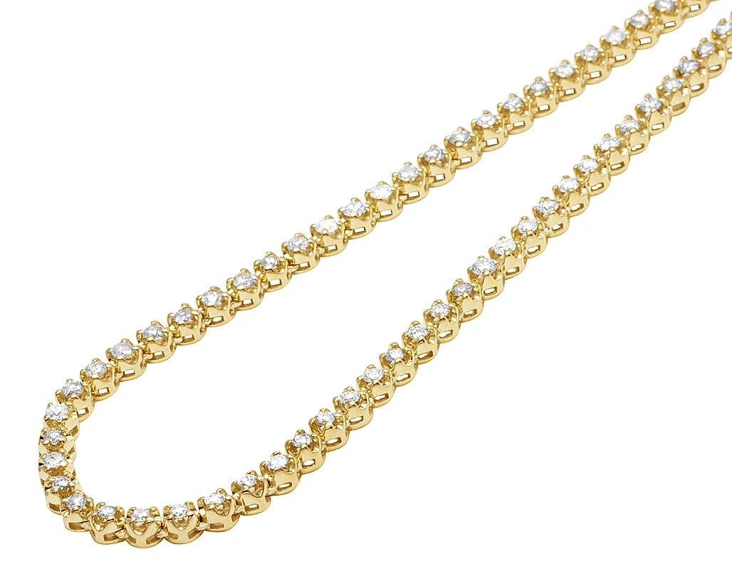 10K Yellow Gold Diamond Tennis Choker Necklace 4mm 21" 6.5CT Q310766