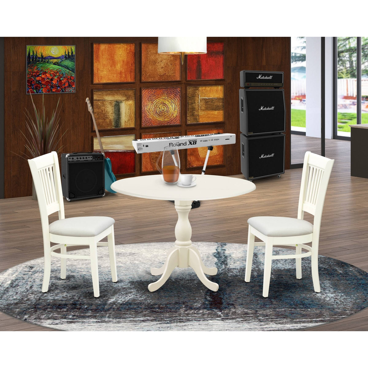 3-Piece Dining Set with Fabric Seat in Linen White X591008