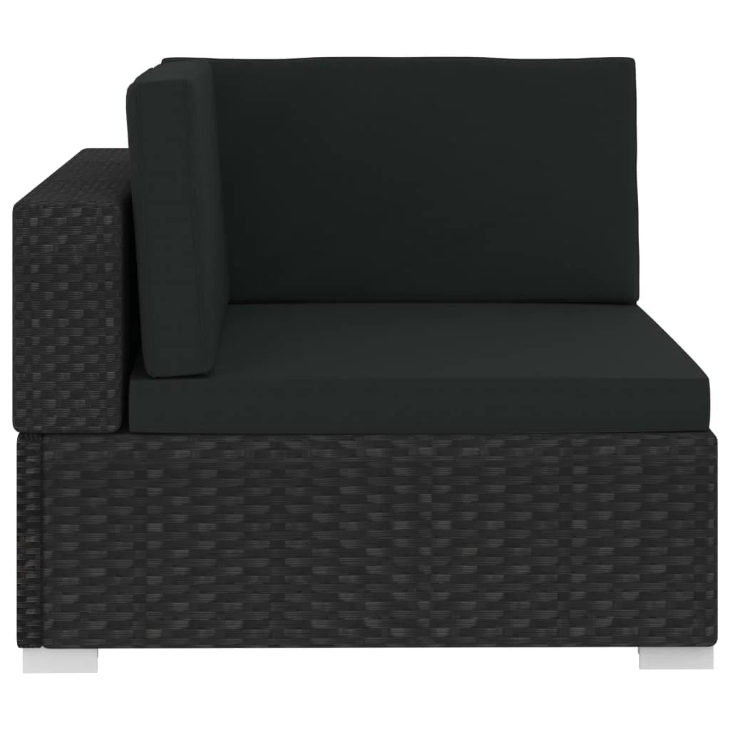 Black Poly Rattan Patio Sofa Set with Cushions I70026