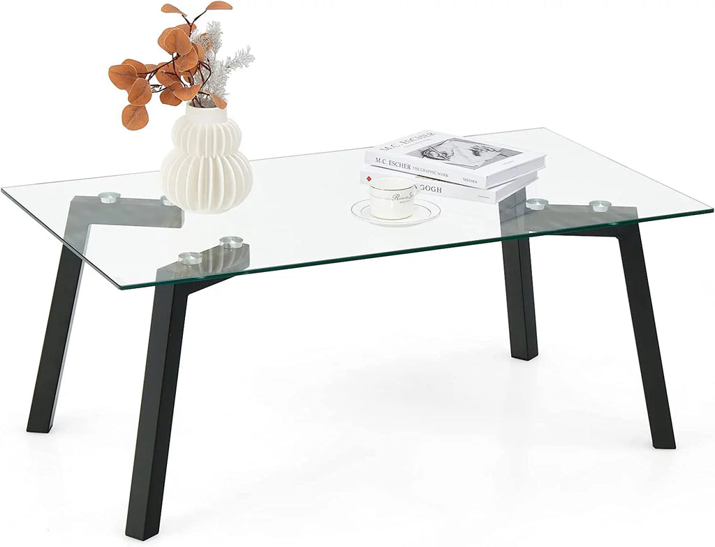 Tempered Glass Coffee Table with Metal Frame Q175987