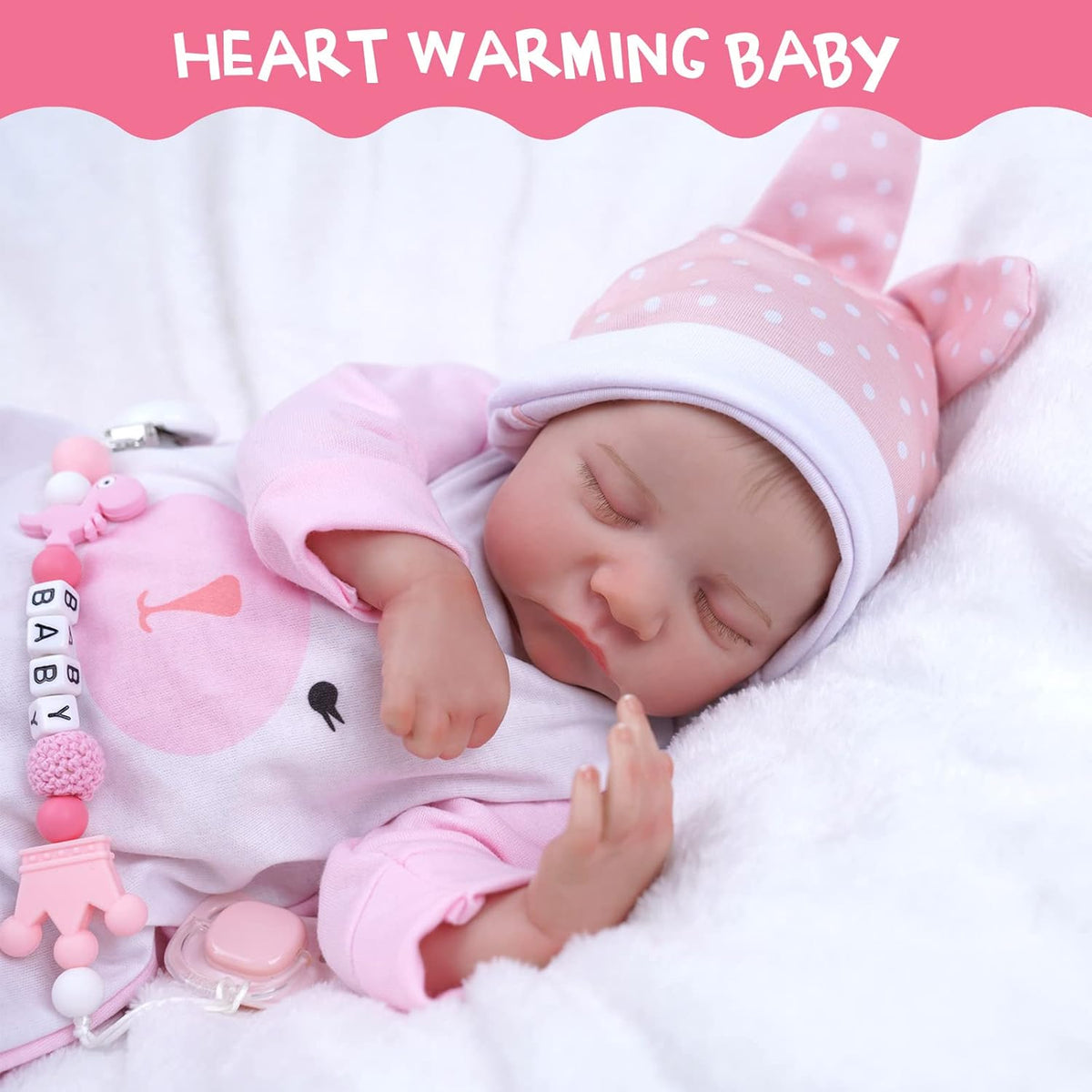 17-Inch Soft Cloth Body Realistic Newborn Sleeping Baby Doll B9761