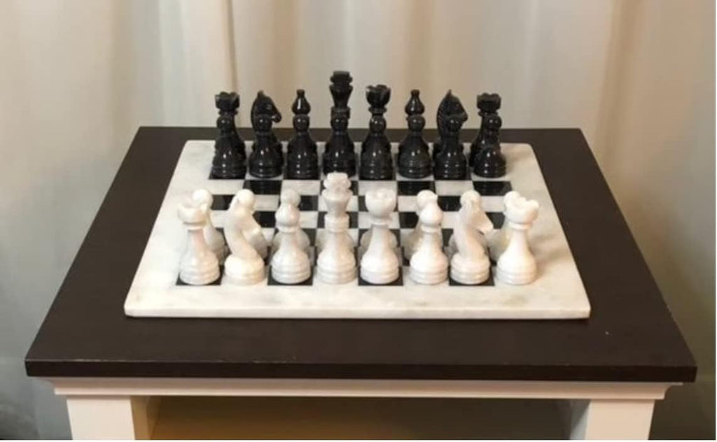 Handmade Full Marble Chess Set with Wooden Case X8714