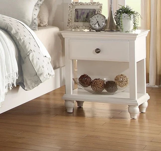 White 4 Piece Queen Size Bedroom Set Nightstand Dresser And Mirror Plywood V3013