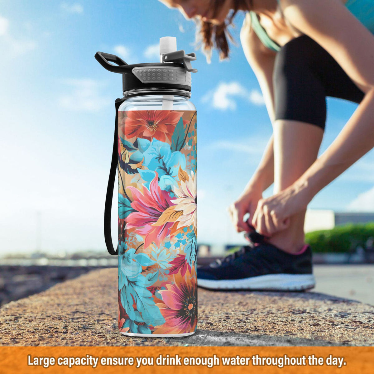 Blue and Pink 32oz Tritan Leakproof Water Bottle with Straw Z414