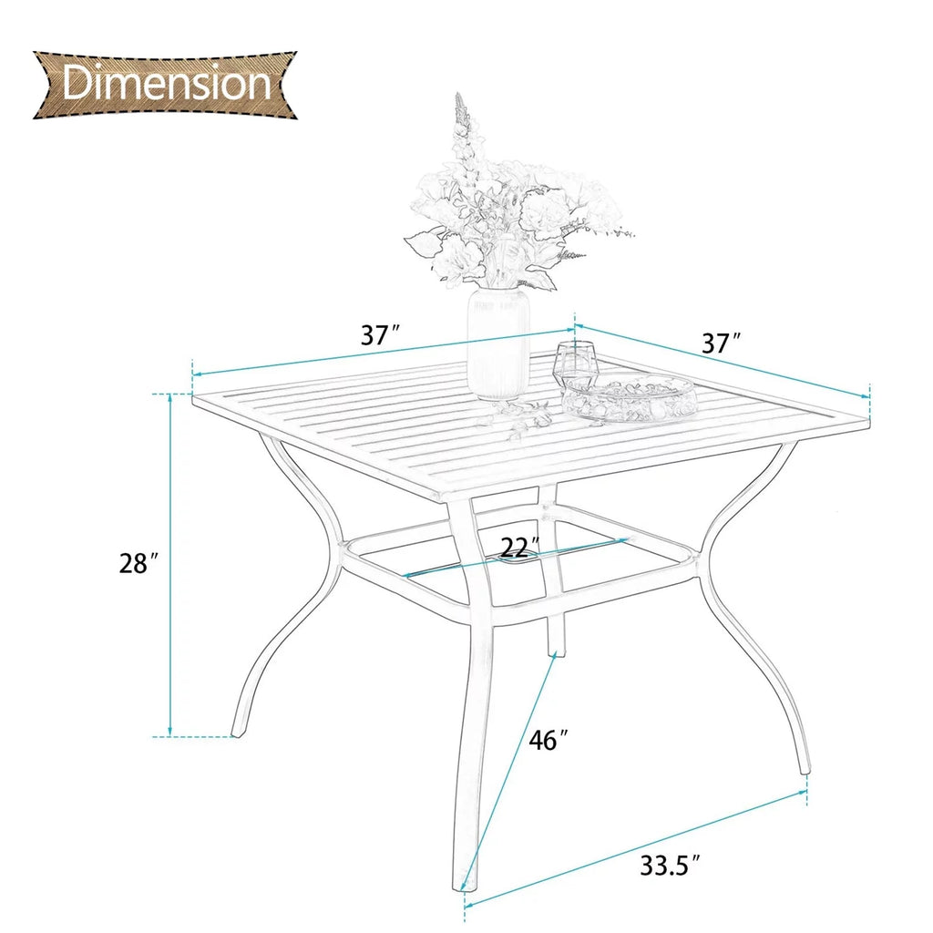 Outdoor Square Dining Table with Steel Frame P584905