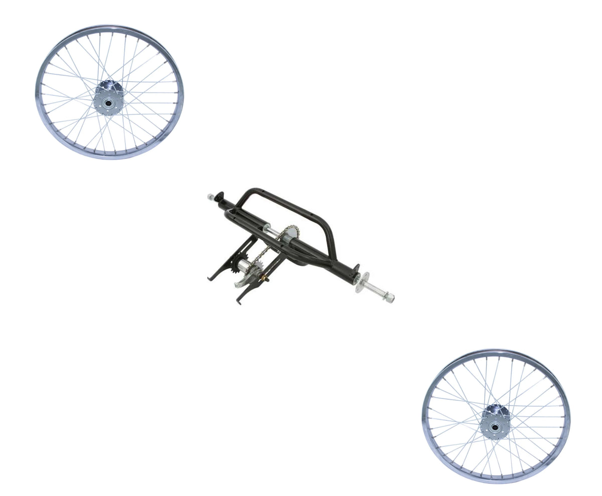 Black Trike Conversion Kit for 20 inch Bicycle with Two 20 inch Steel Wheel 36 Spoke K727