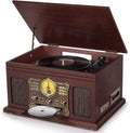 Mahogany Bluetooth Turntable with Speakers E5499