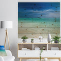 Modern Seascape Print on Natural Pine Wood C338474