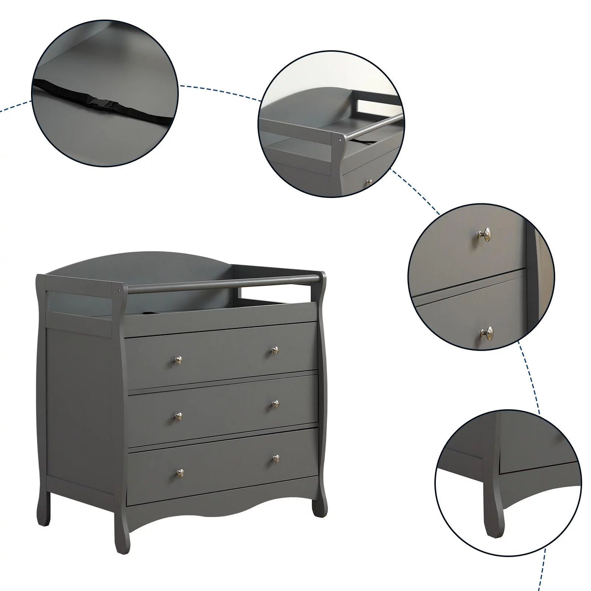 Gray 3 Drawer Changing Dresser Y57339
