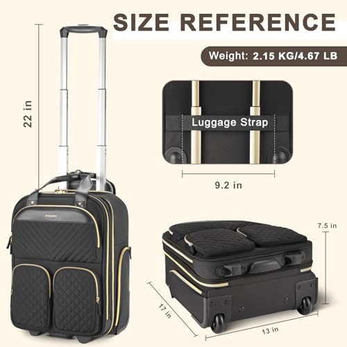 Black Gold Carry On Rolling Suitcase A822103