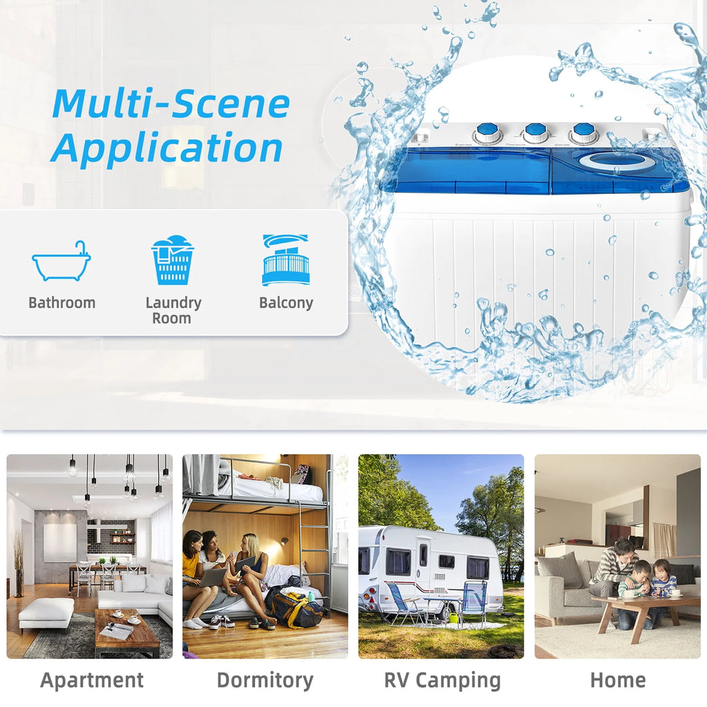 26lbs Portable Semi-automatic Twin Tub Washing Machine H678