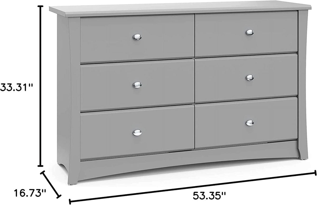 White 6 Drawer Double Dresser Y2084