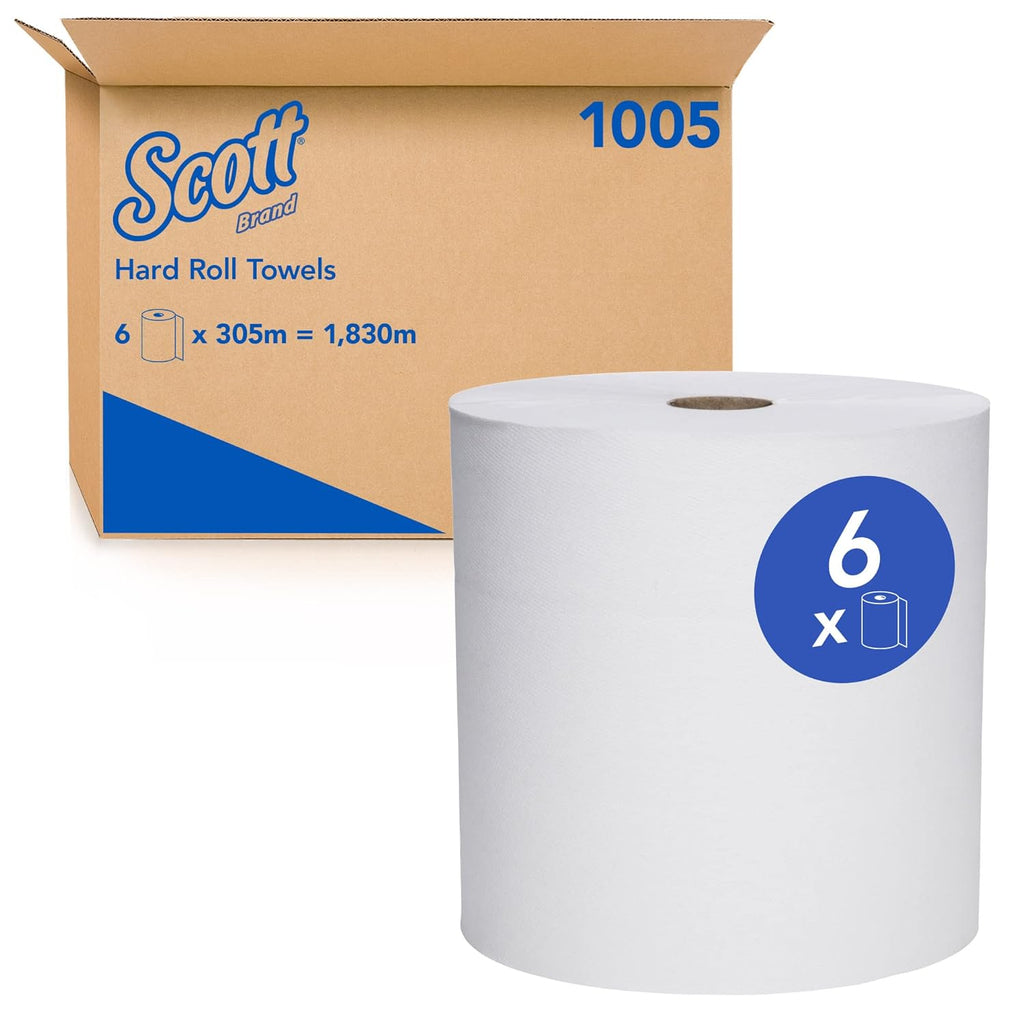 White Hard Roll Paper Towels, 6 Rolls Z184