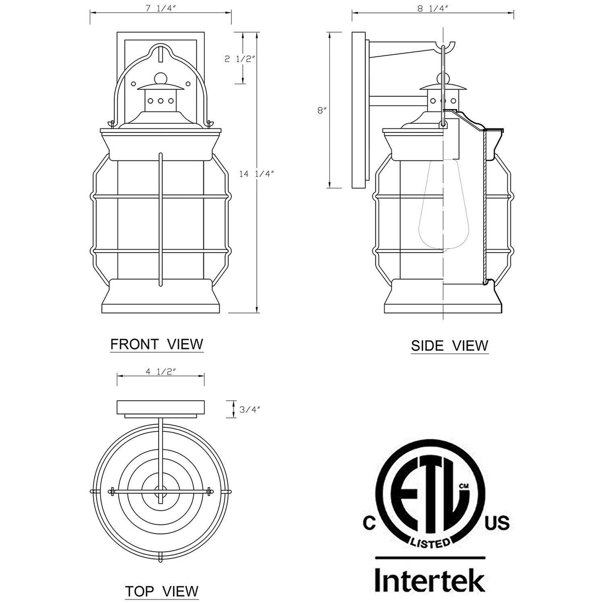 1-Light Oil Rubbed Bronze Outdoor Wall Lantern Sconce with Clear Glass C130229