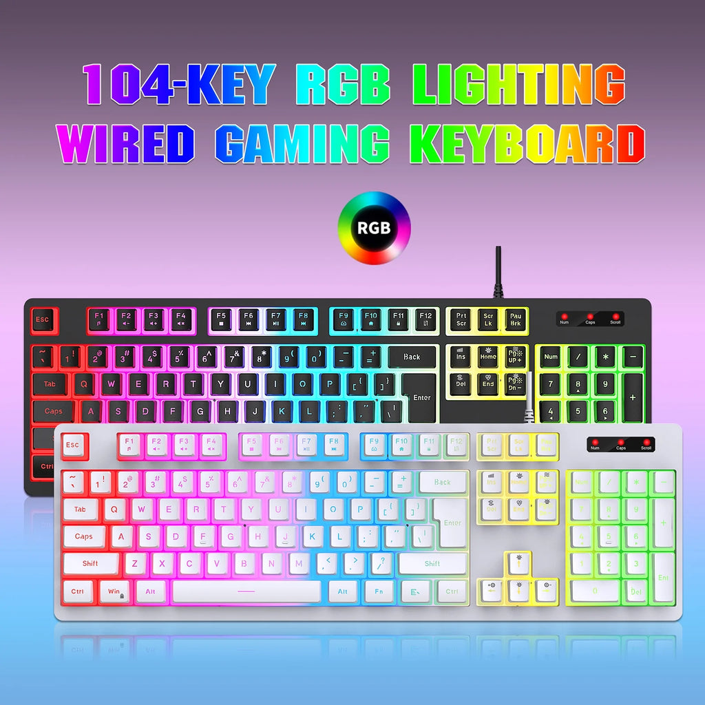 RGB Backlit Mechanical Gaming Keyboard with ABS Pudding Keycaps S14376