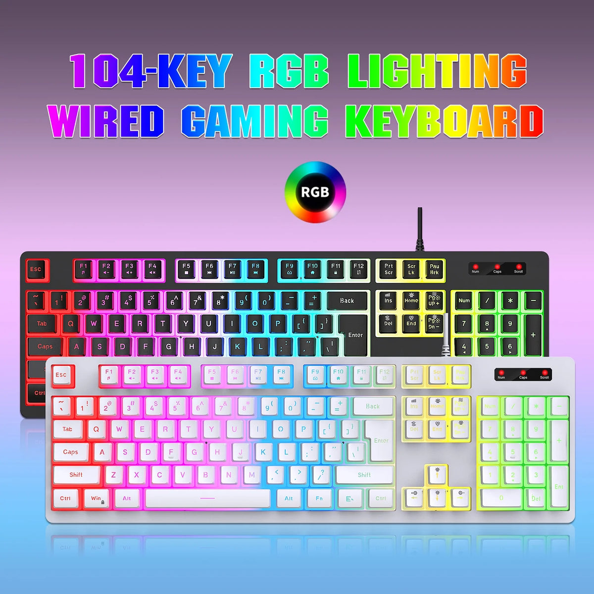 RGB Backlit Mechanical Gaming Keyboard with ABS Pudding Keycaps S14376