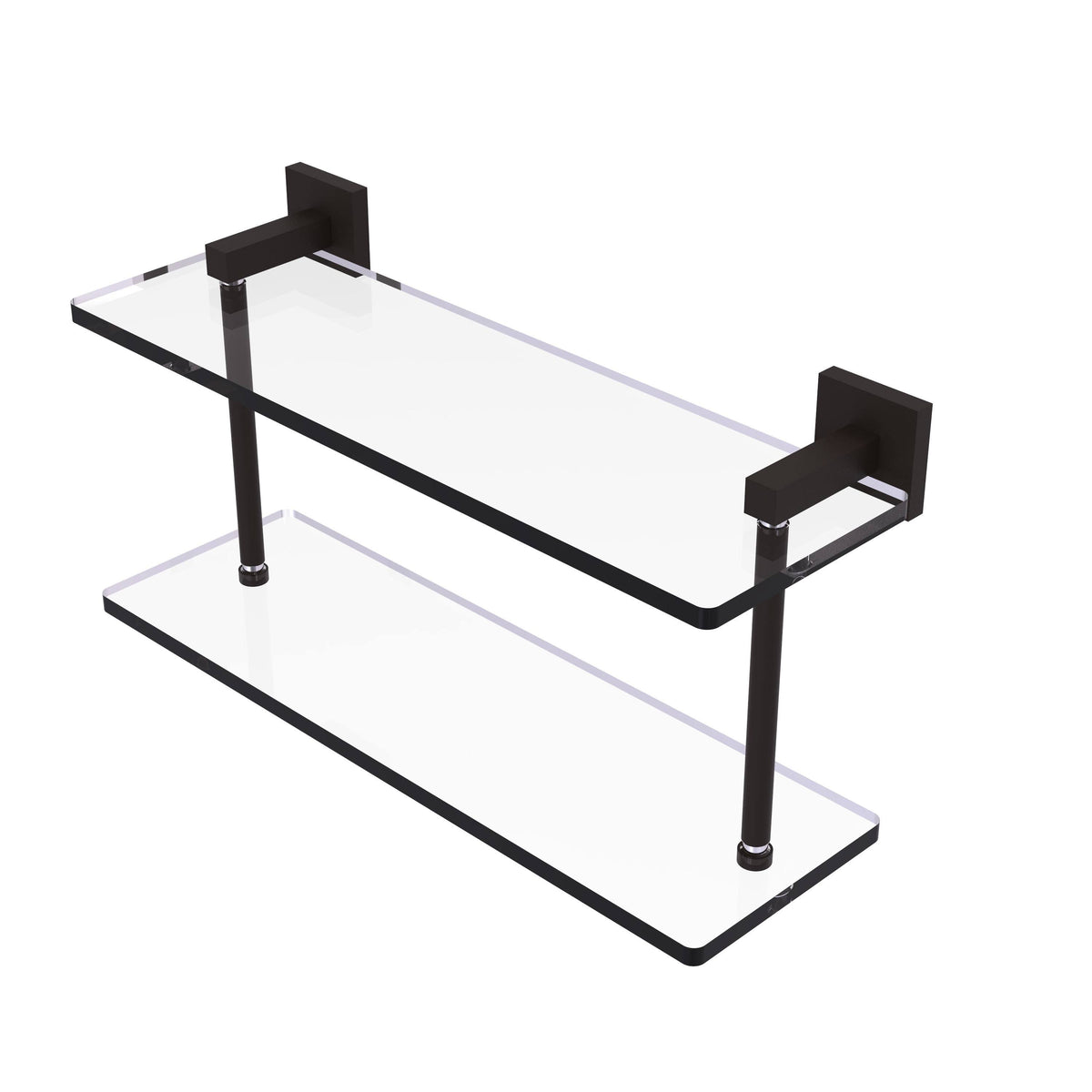Polished Chrome Two Tiered Glass Shelf P92054