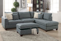 Modern Steel Fabric Reversible Sectional Sofa with 4 Accent Pillows O89375