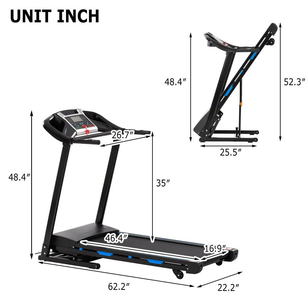 3.25HP Folding Electric Treadmill 9mph 15-Level Auto Incline Black N24995