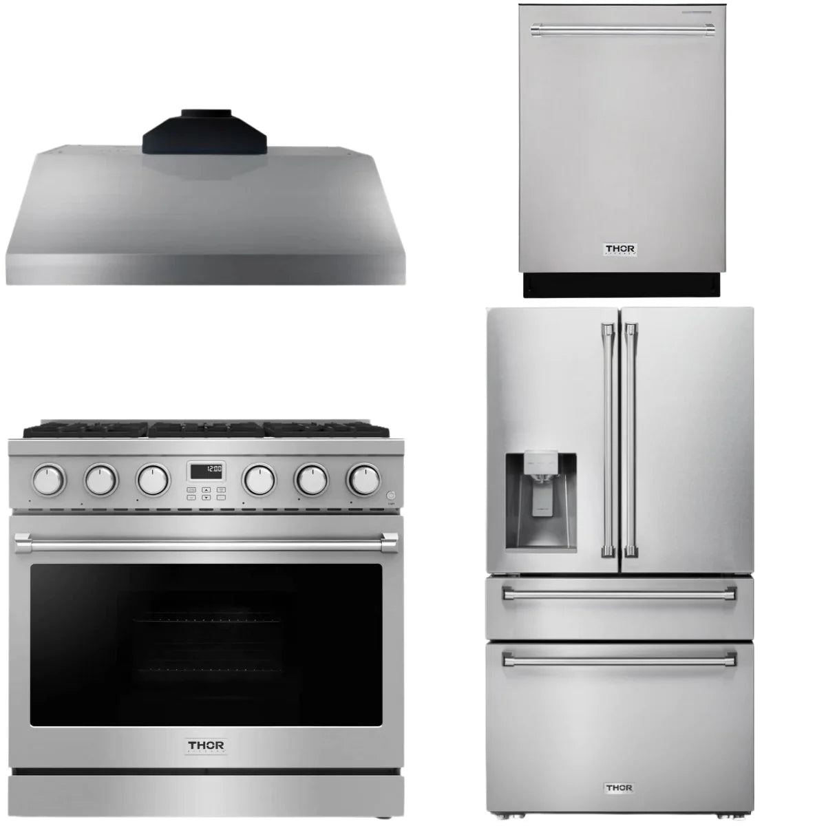 36 Gas Range, Range Hood, Refrigerator and Dishwasher Z819