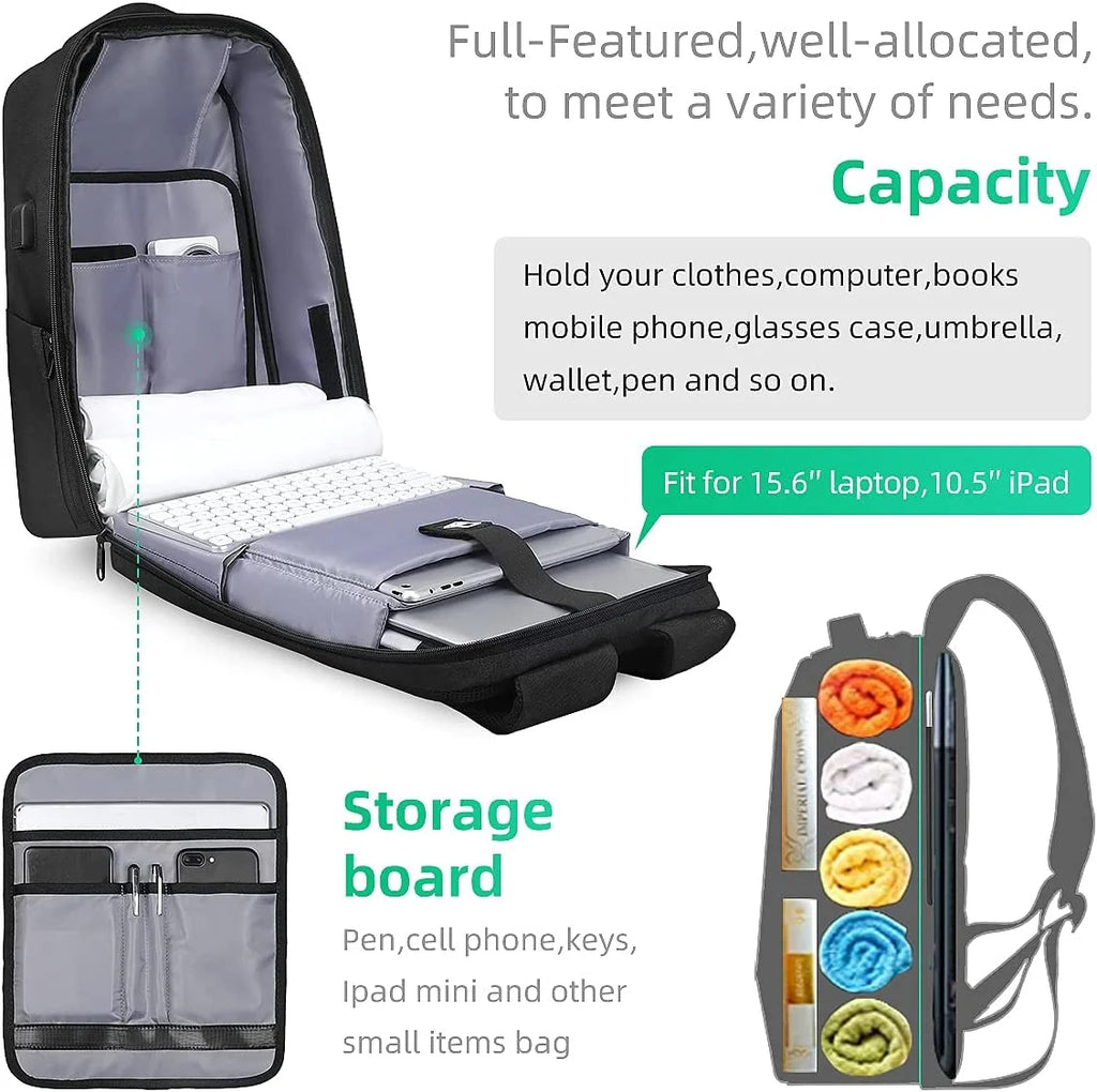 Anti Theft Backpack with TSA Approved Lock and Scratch Resistant Shell, Waterproof Travel Backpack, USB Laptop Backpack Fits 15.6 Inch Notebook U802