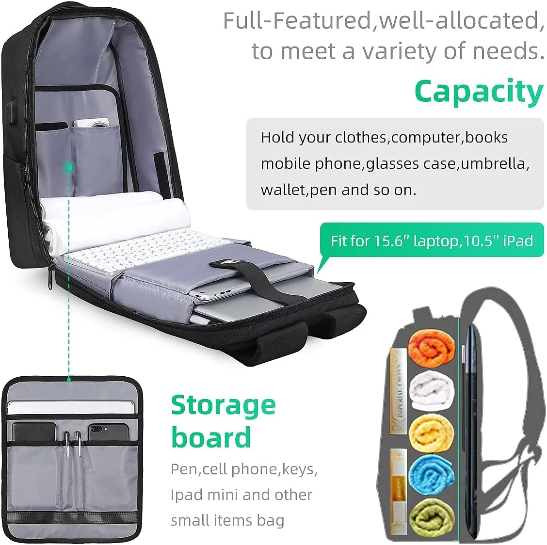 Anti Theft Backpack with TSA Approved Lock and Scratch Resistant Shell, Waterproof Travel Backpack, USB Laptop Backpack Fits 15.6 Inch Notebook U802