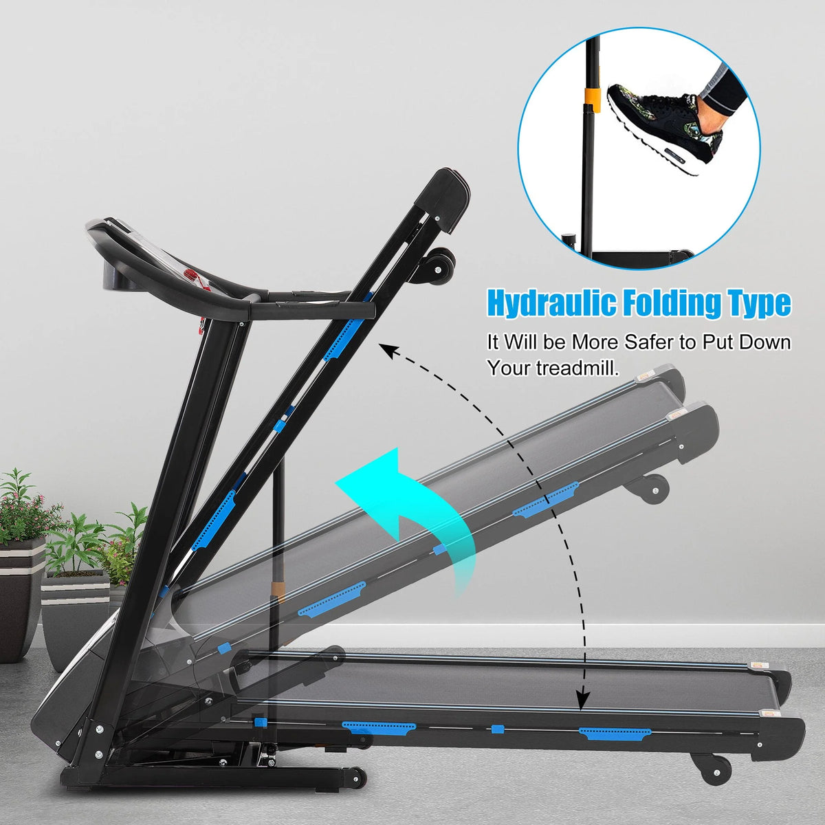 3.25HP Folding Electric Treadmill 9mph 15-Level Auto Incline Black N24995