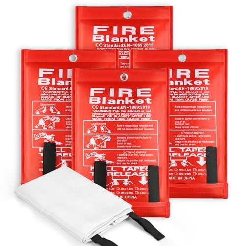 4 Pack 40'' x 40'' Fiberglass Fire Blanket X7365