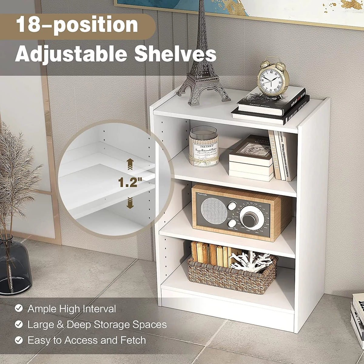 3-Tier Open Bookcase with Adjustable Shelves C99214