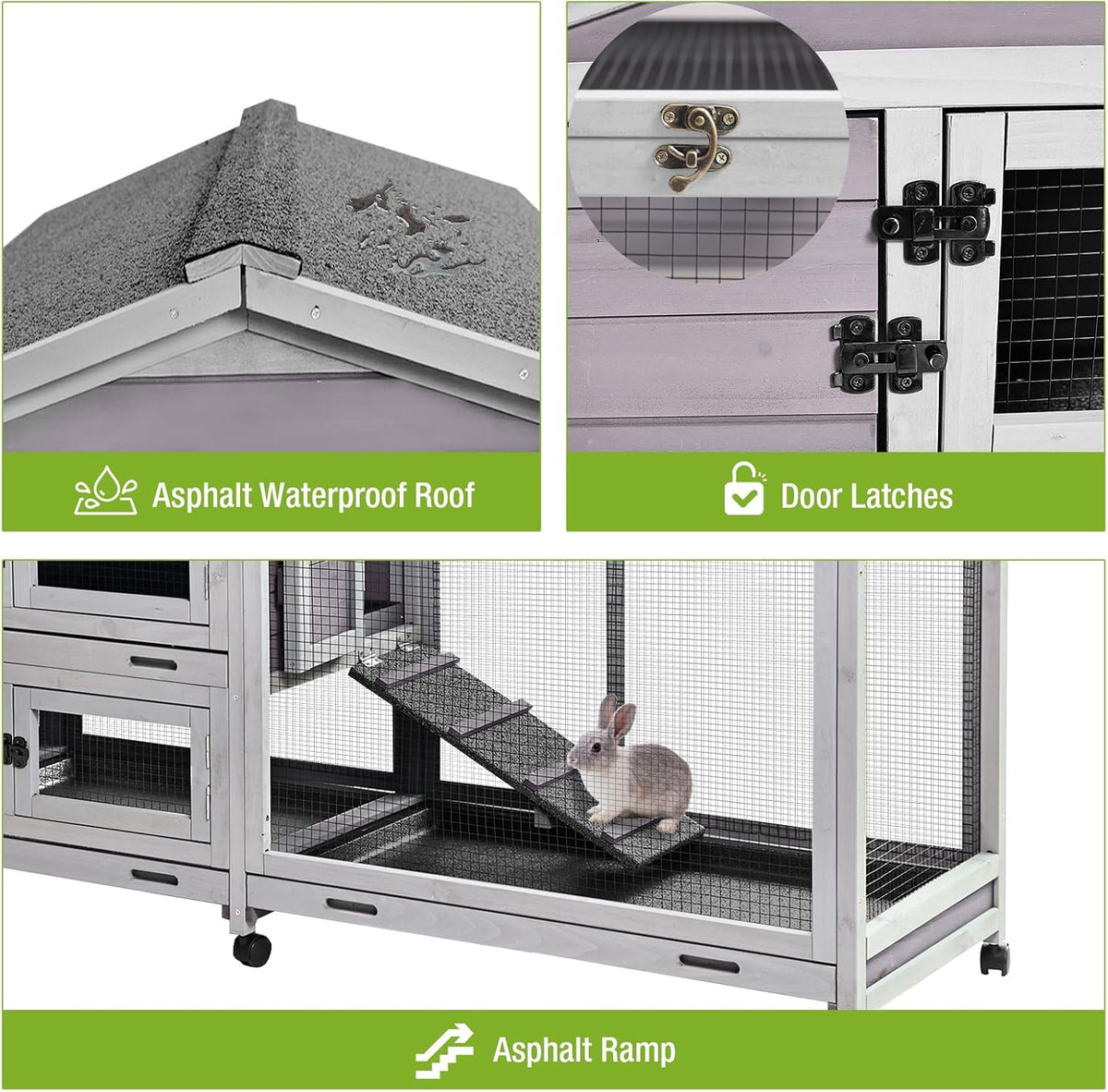 93.7" Rabbit Hutch with 8 Wheels and 4 Pull Out Trays Q799985