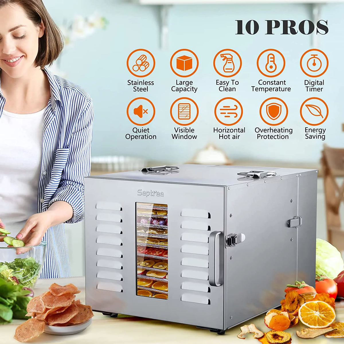 10 Trays Stainless Steel Food Dehydrator D47757
