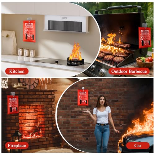 4 Pack 40'' x 40'' Fiberglass Fire Blanket X7365
