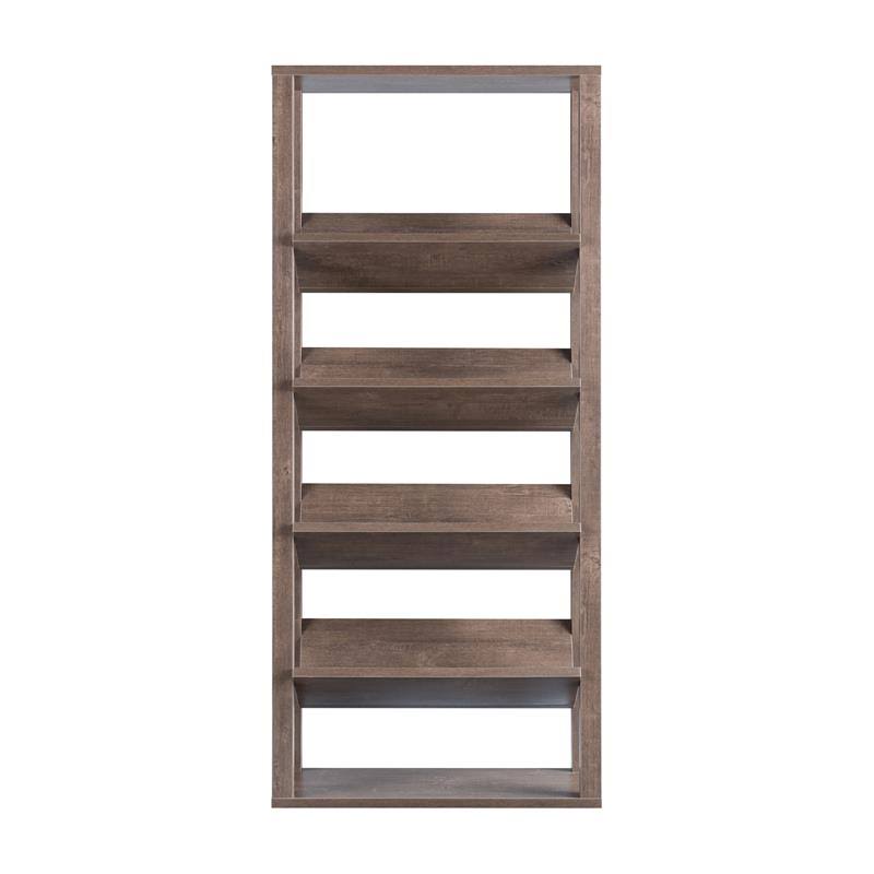 Walnut Wood 5-Shelf Etagere Bookcase F386000