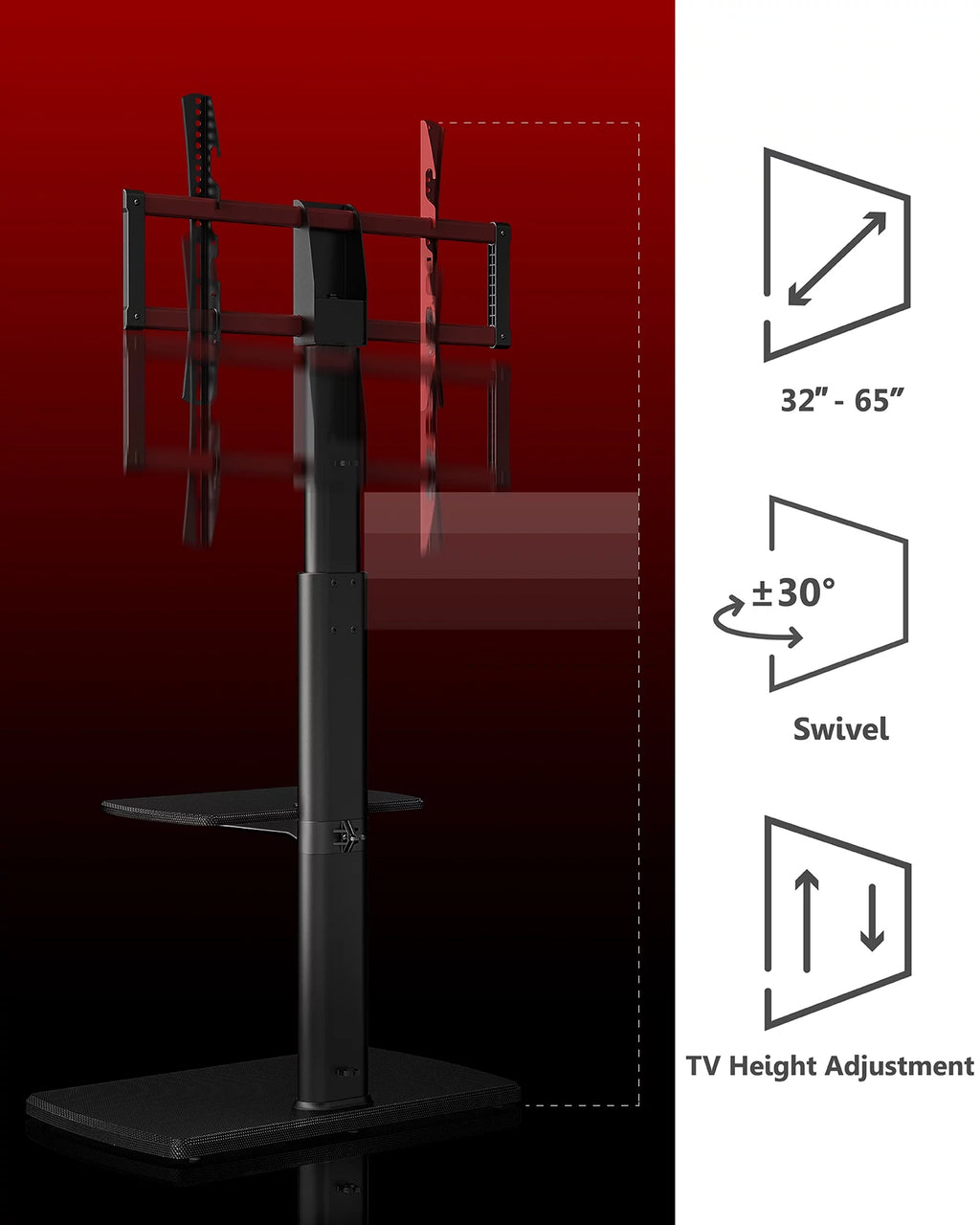 Floor TV Stand Mount with Swivel Bracket up to 65" Black S38262