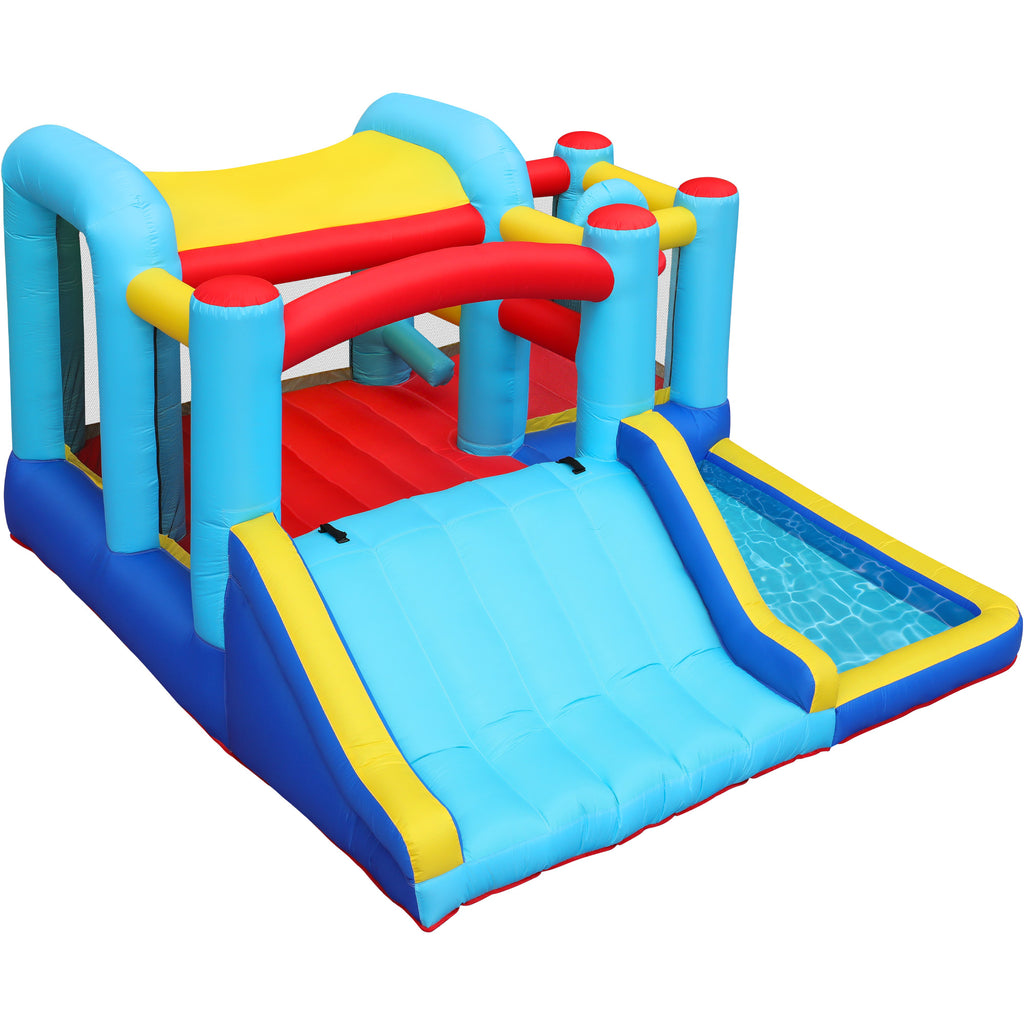 Inflatable Water Slide Bounce House with Splash Pool & Basketball Rim M46873