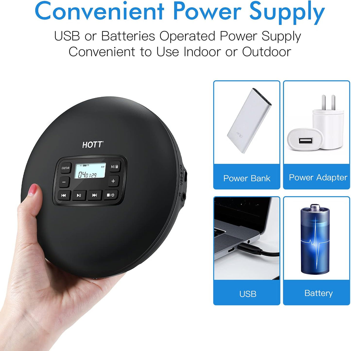 Portable CD Player with Stereo Earphones, Black V713987