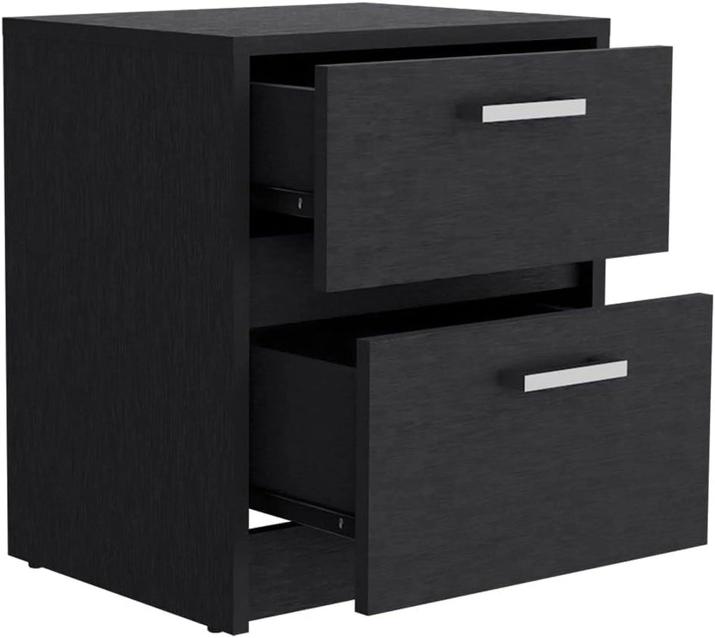 Black Two Drawers Nightstand U6636