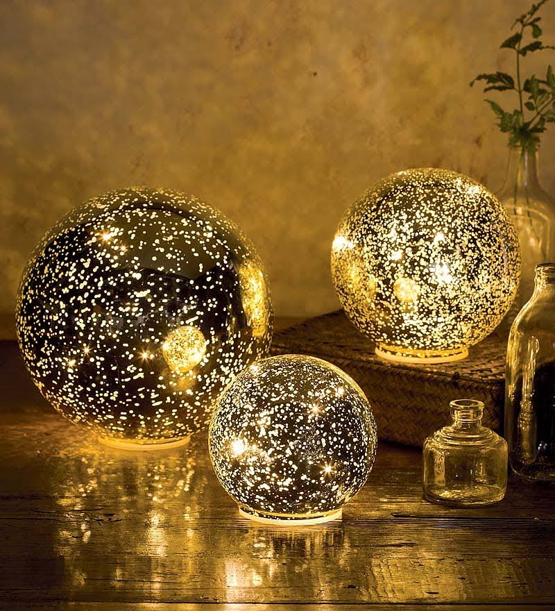 Gold Glass Ball Lights - 3 count X98293