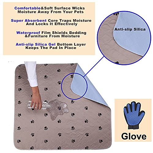 Washable Dog Pee Pads with Puppy Grooming Gloves N8419