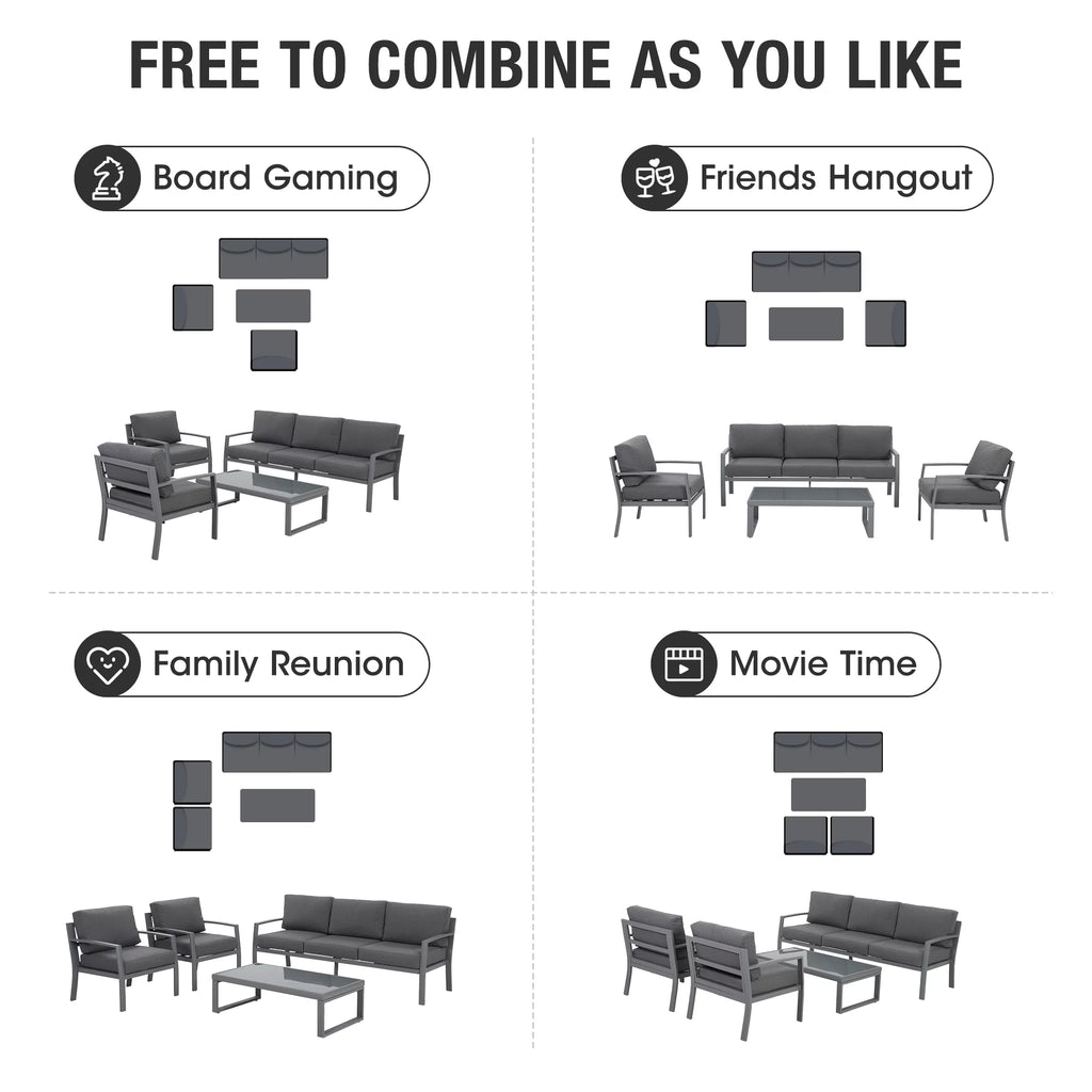 4 Piece Metal Patio Furniture Set with Cushions U18797