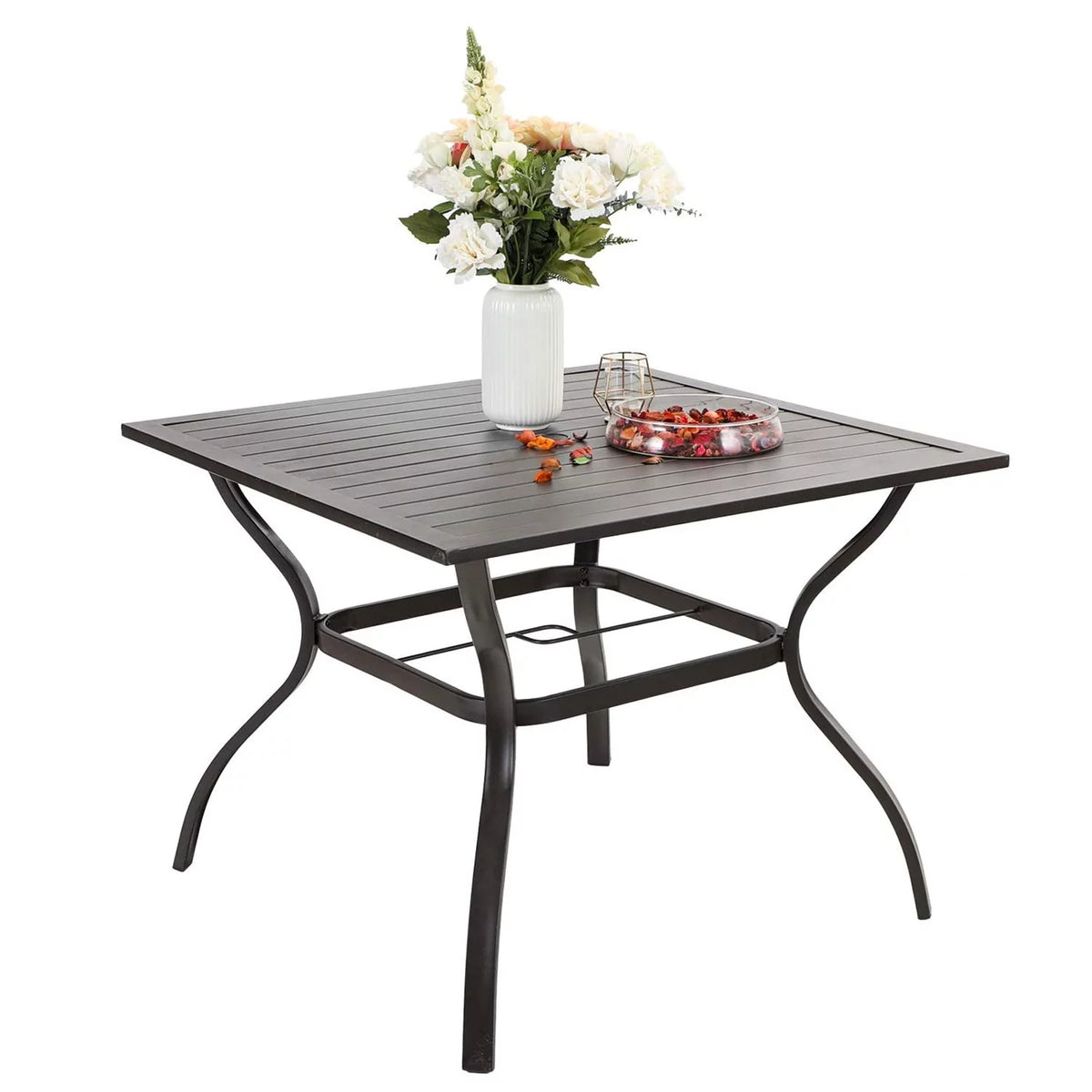 Outdoor Square Dining Table with Steel Frame P584905