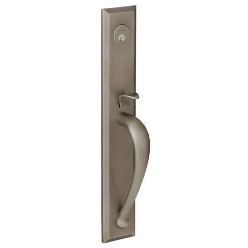 Satin Brass and Black Right Hand Single Cylinder Mortise Entry Handleset with Lever X90768