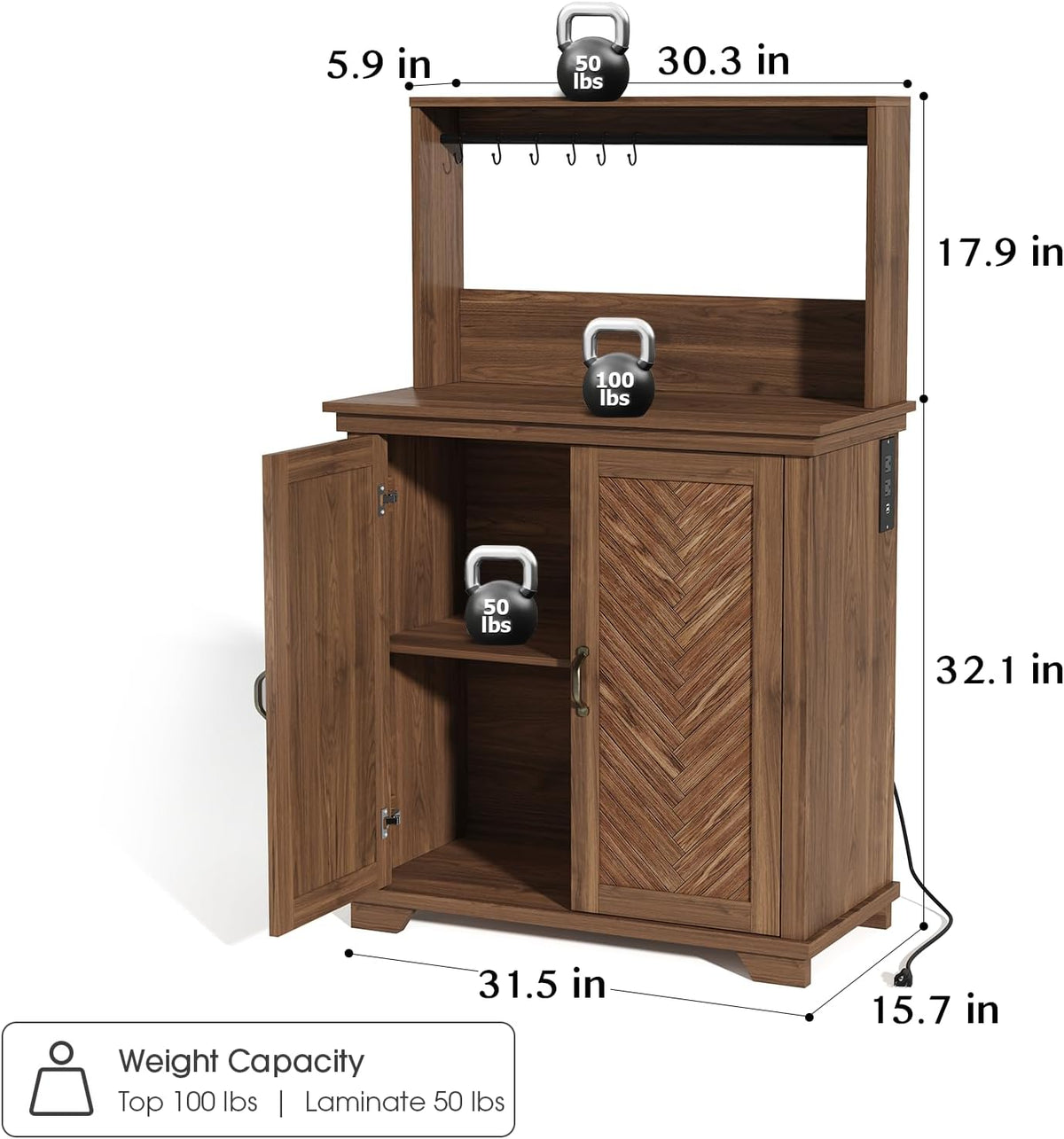 Walnut Coffee Bar Cabinet with Storage R716