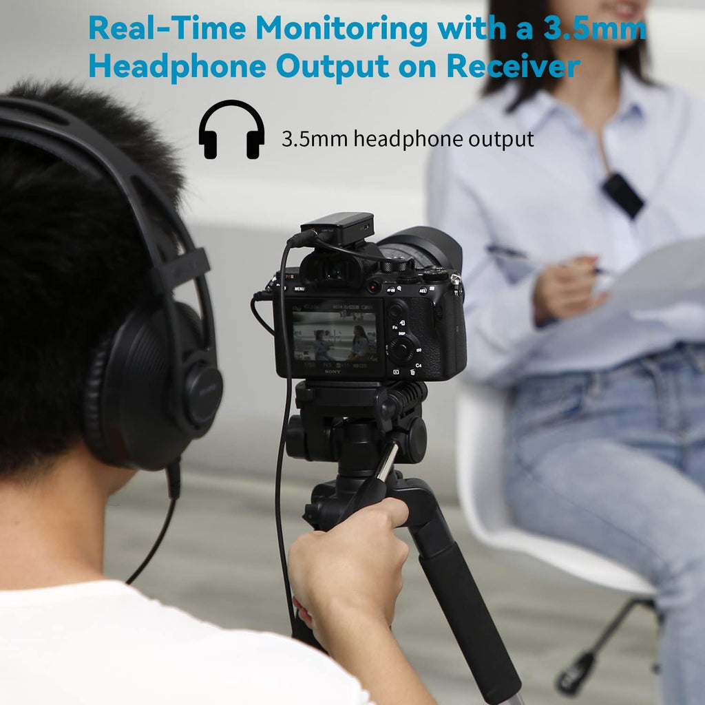 2.4GHz Wireless Dual Channel Cordless Lavalier Microphone System for Phone Camera G4847
