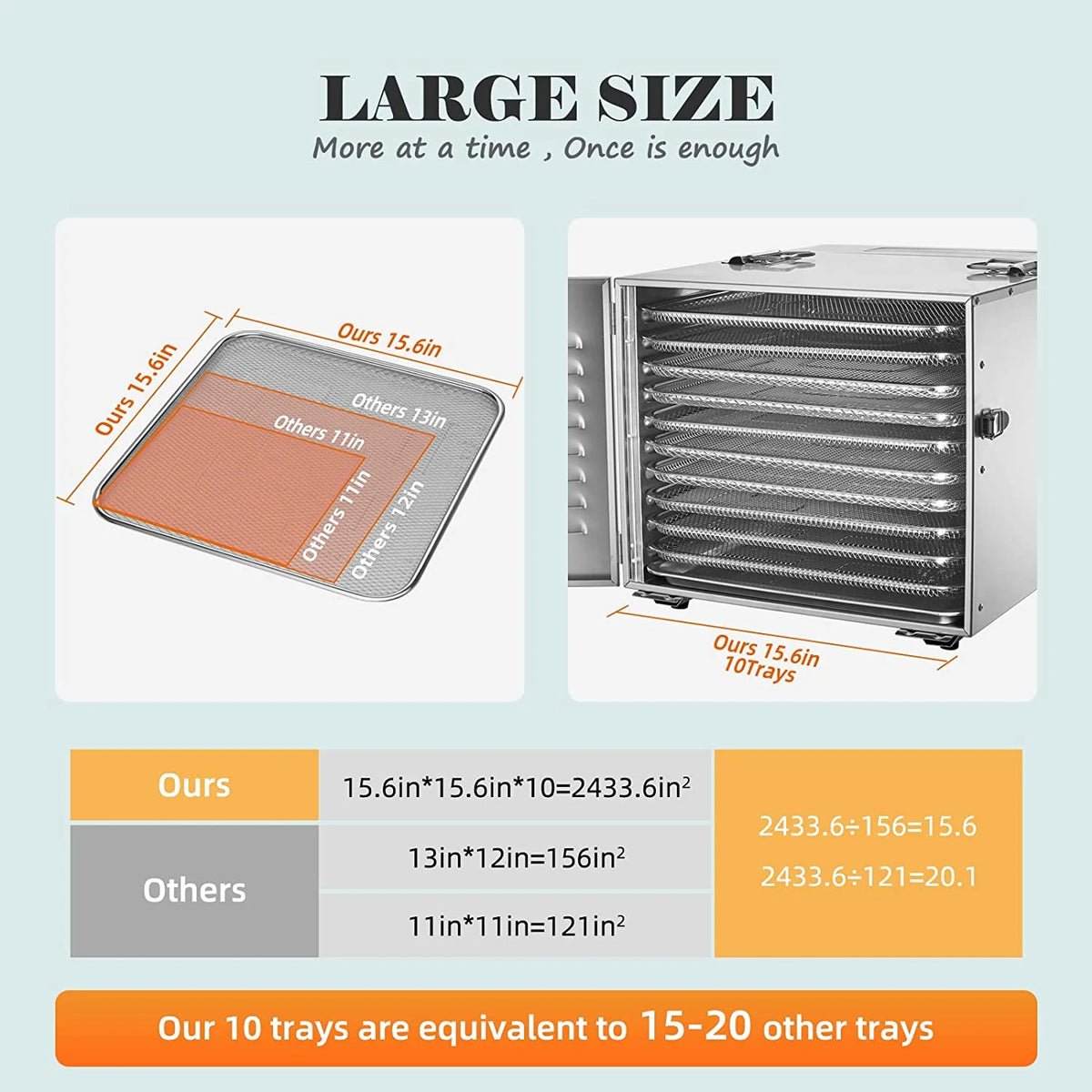 10 Trays Stainless Steel Food Dehydrator D47757