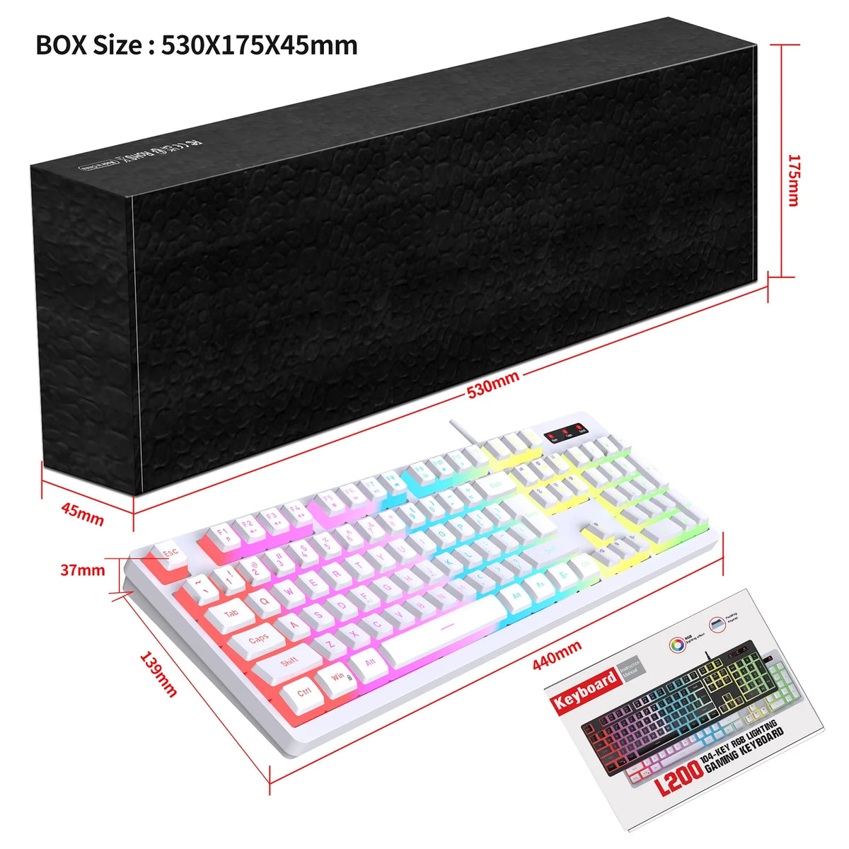 RGB Backlit Mechanical Gaming Keyboard with ABS Pudding Keycaps S14376