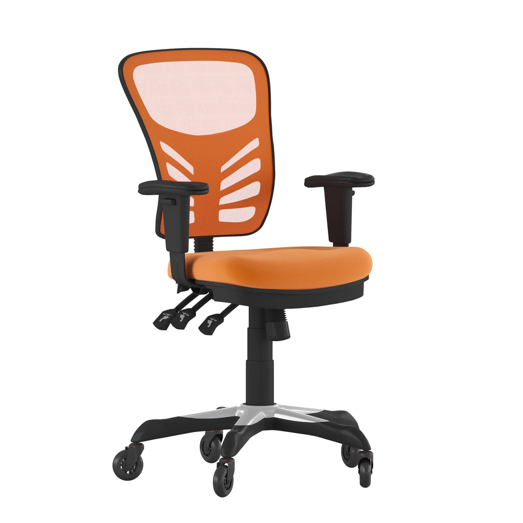 Orange Mesh Ergonomic Office Chair with Adjustable Arms E371